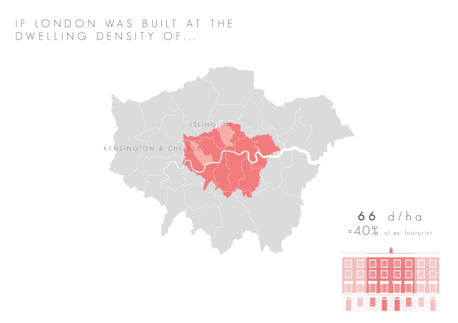 If London were condensed to the dwelling density of Kensington & Chelsea.